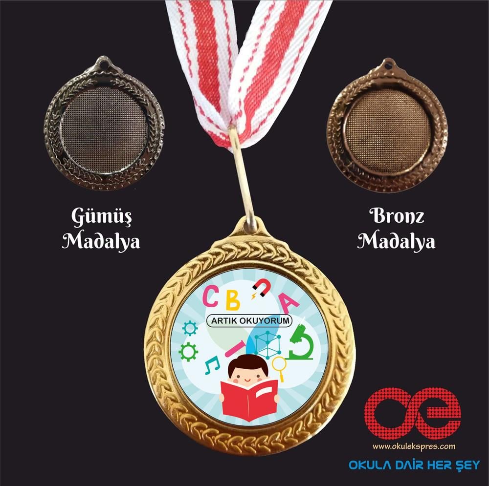 Artık Okuyorum Temalı Süblimasyon Baskılı Madalya 