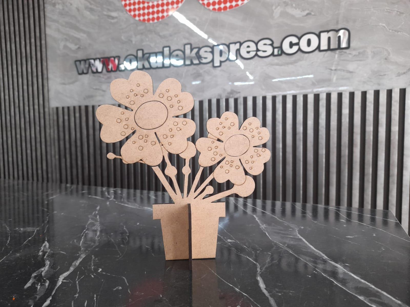 Ahşap Çiçek Boyama Anneler Günü Hediyesi