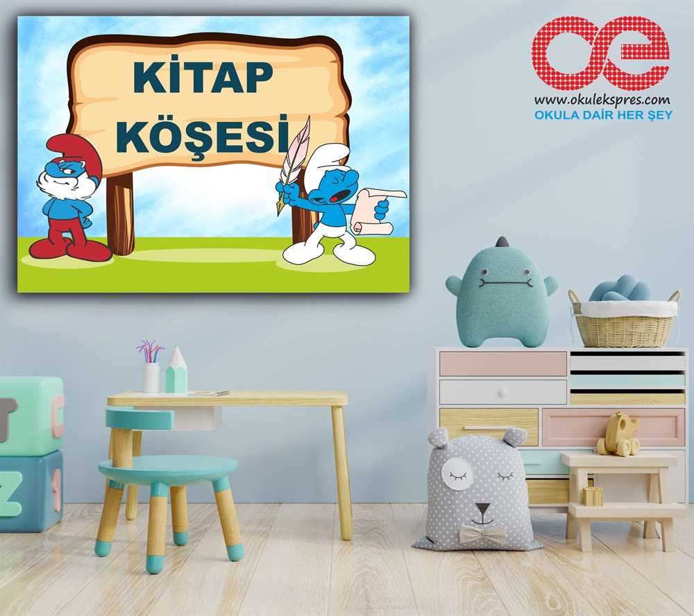 1-Kitap Köşesi Şirinler Poster- Afiş.