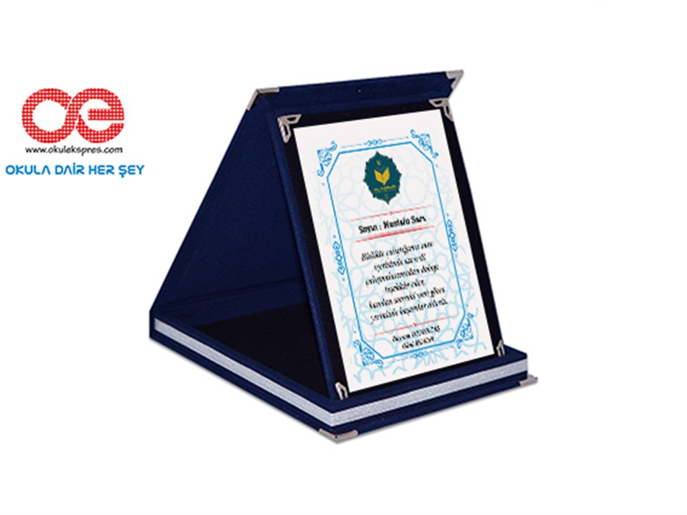 Plaket Mavi Kadife Kişiye Özel Tasarım 9x12 cm