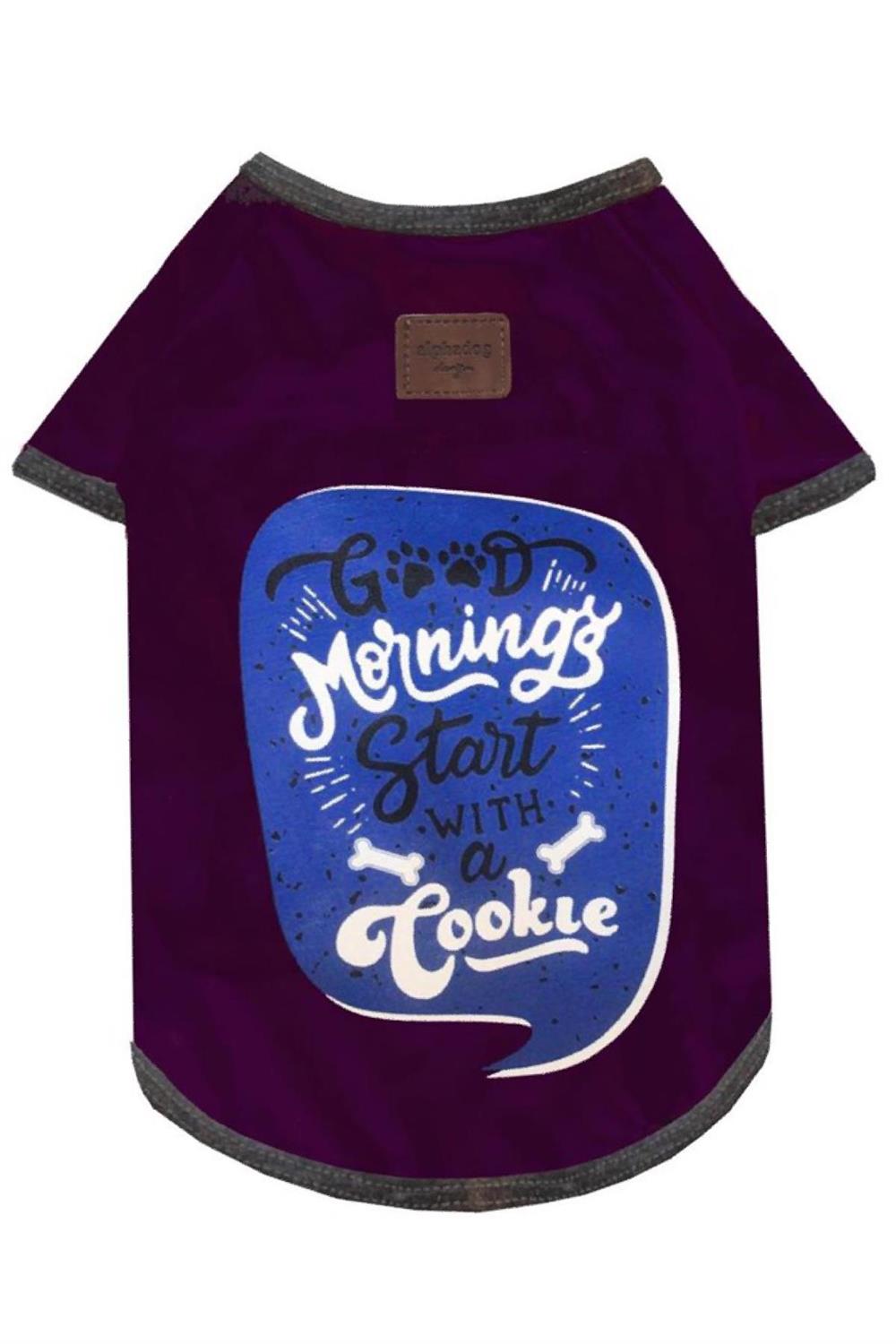 Alphadog Cookie Mor Küçük Irk Köpek T-shirtü