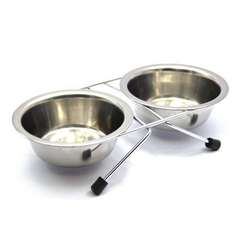 Nunbell Duo Ayaklı 2li Çelik Mama Kabı 17 cm 700 ml