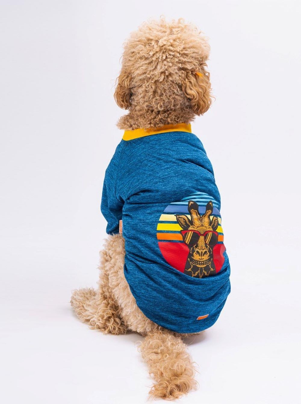 Pawstar Dark Blue Giraffe Orta-Büyük Irk Köpek T-shirtü (11 kg-45 kg arasına uygun)