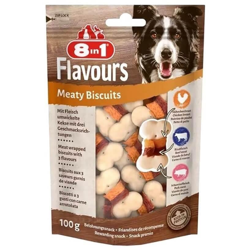 8 in 1 Flavours Meaty Biscuits Köpek Ödülü 85 Gr