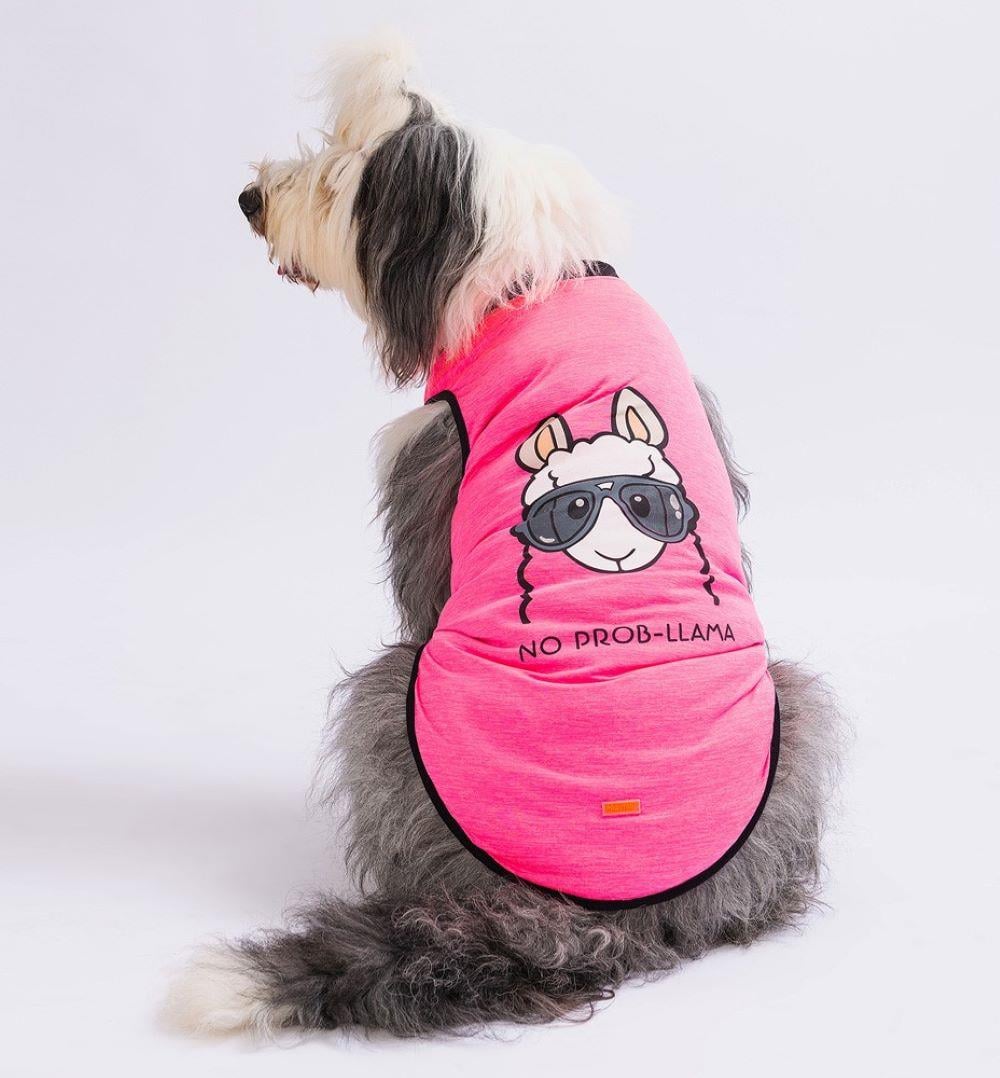 Pawstar Pink No Prob-llama Orta-Büyük Irk Köpek T-shirtü (11 kg-45 kg arasına uygun)