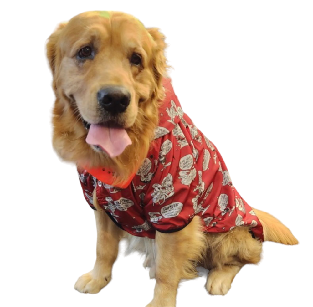 Comics Red Büyük-Dev Irk Köpek Yağmurluğu (36 kg ve üstü köpeklere uygun bedenlerde)