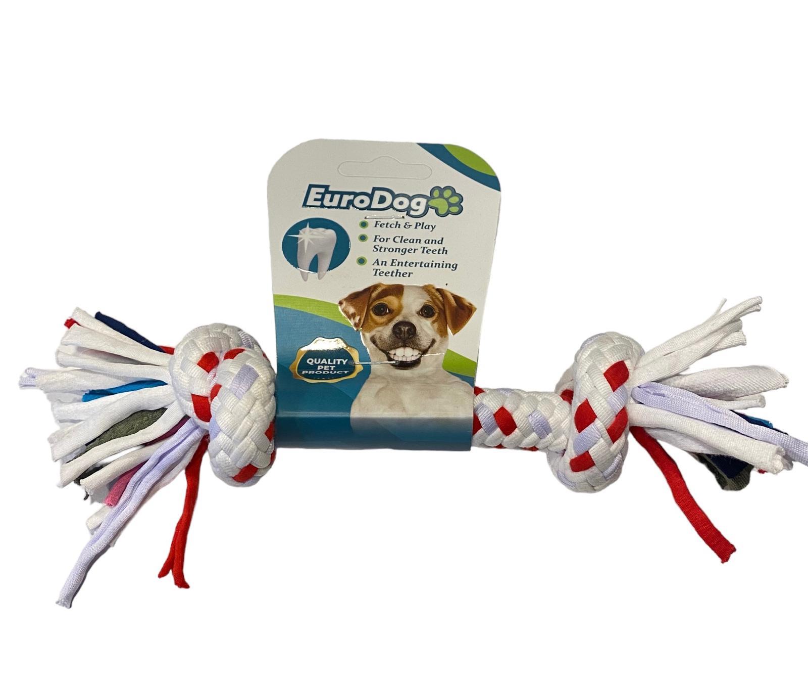 Eurodog 2 Düğümlü Beyaz Köpek Oyun ve Diş İpi 15 cm