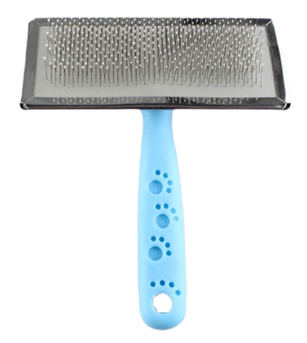 Zampa Silikon Başlıklı İnce Tel Kedi ve Köpek Fırçası Mavi 14 x 11,5 cm