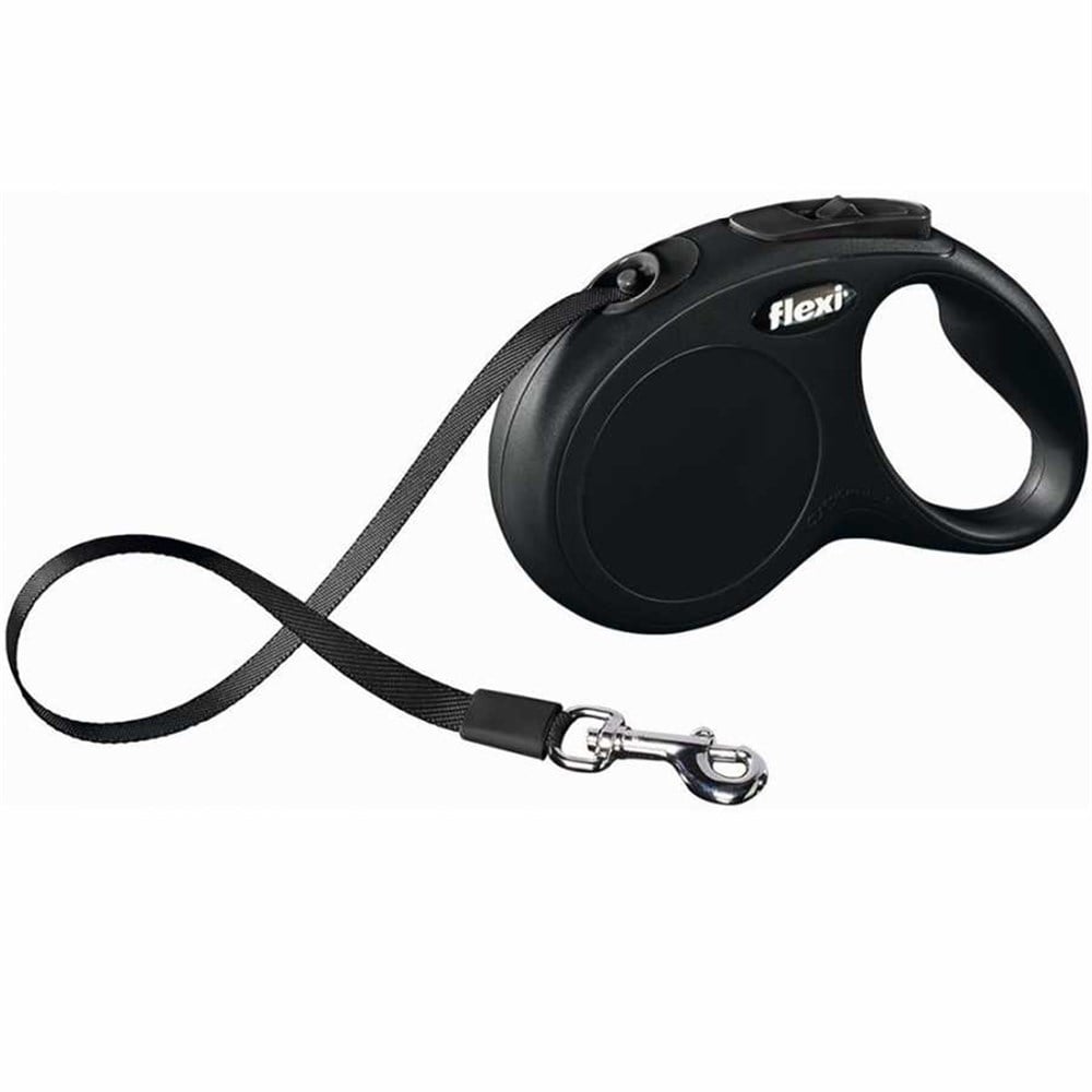 Flexi New Classic Siyah Otomatik Şerit Gezdirme Tasması L 5 m Max 50 kg