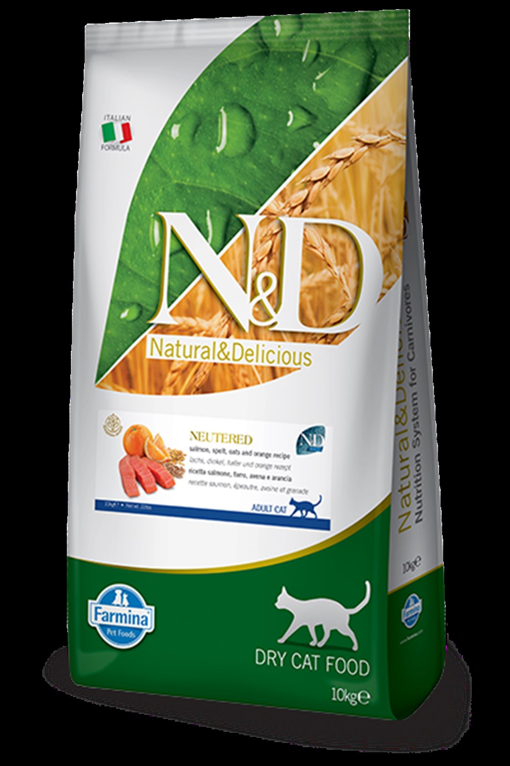 N&D Düşük Tahıllı Somon Balıklı, Yulaflı, Portakallı 10 kg Kısırlaştırılmış Yetişkin Kedi Maması