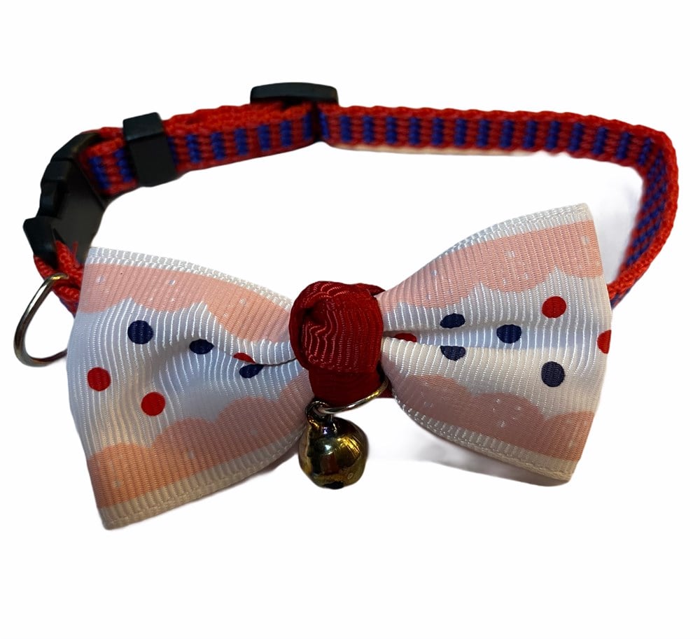 Kedi ve Köpek Zilli Papyon Tasma Masum Pembe