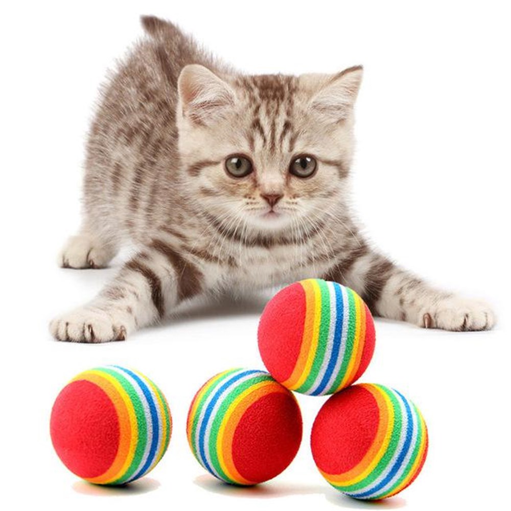 Flamingo Sünger Kedi Oyun Topları Gökkuşağı 4lü Paket