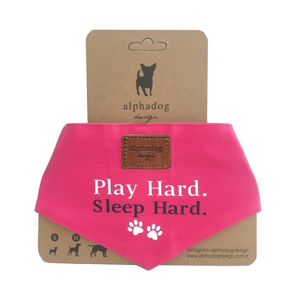Alphadog Play Hard Pembe Köpek Bandanası