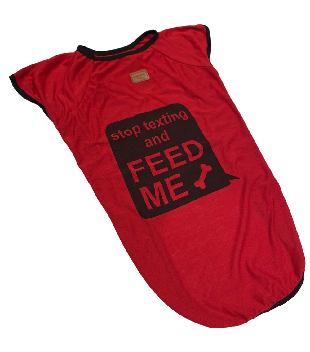 Alphadog Kırmızı Stop Texting Orta-Büyük Irk Köpek T-shirtü