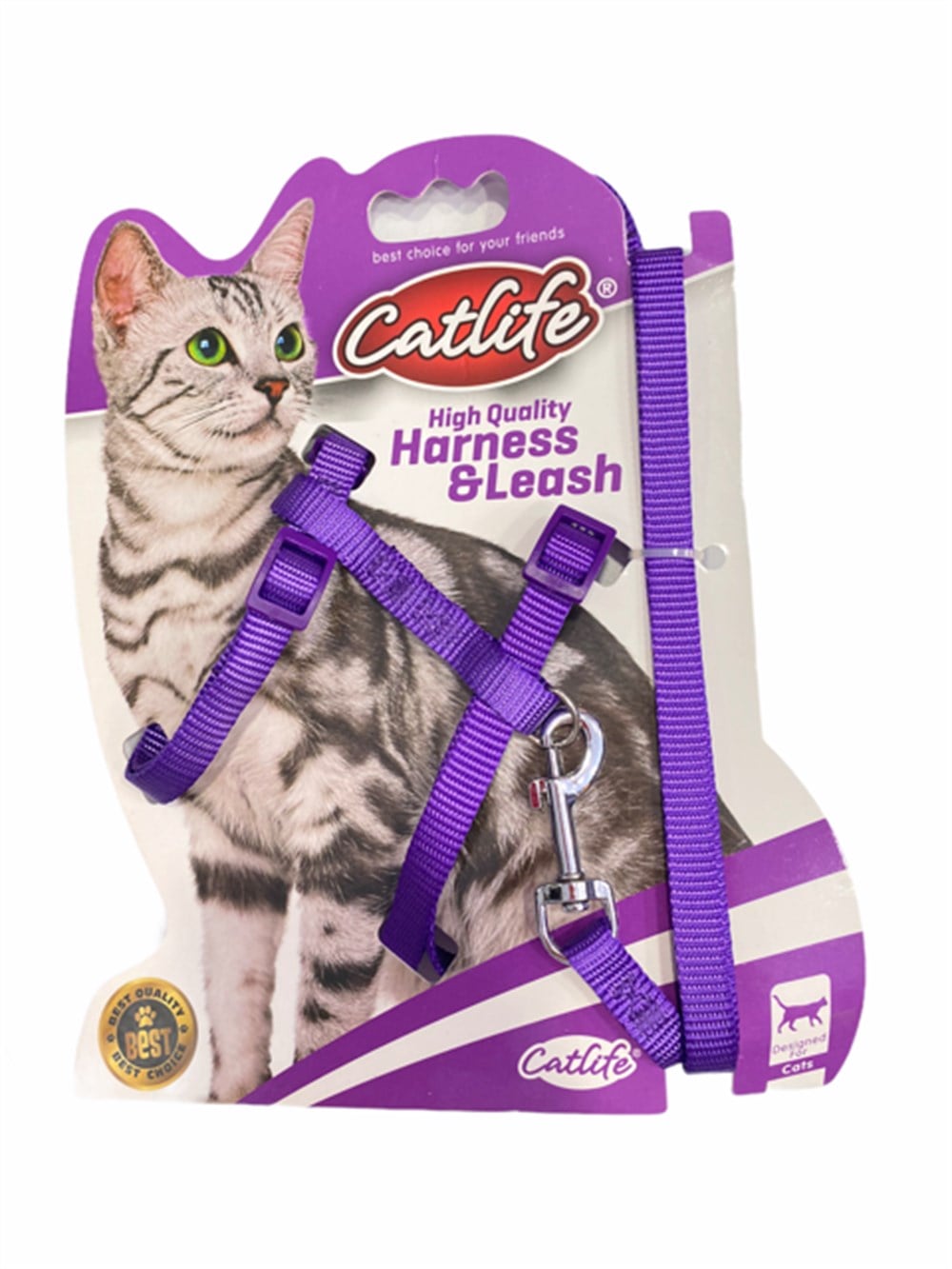 Kedi Göğüs Tasma Seti Mor