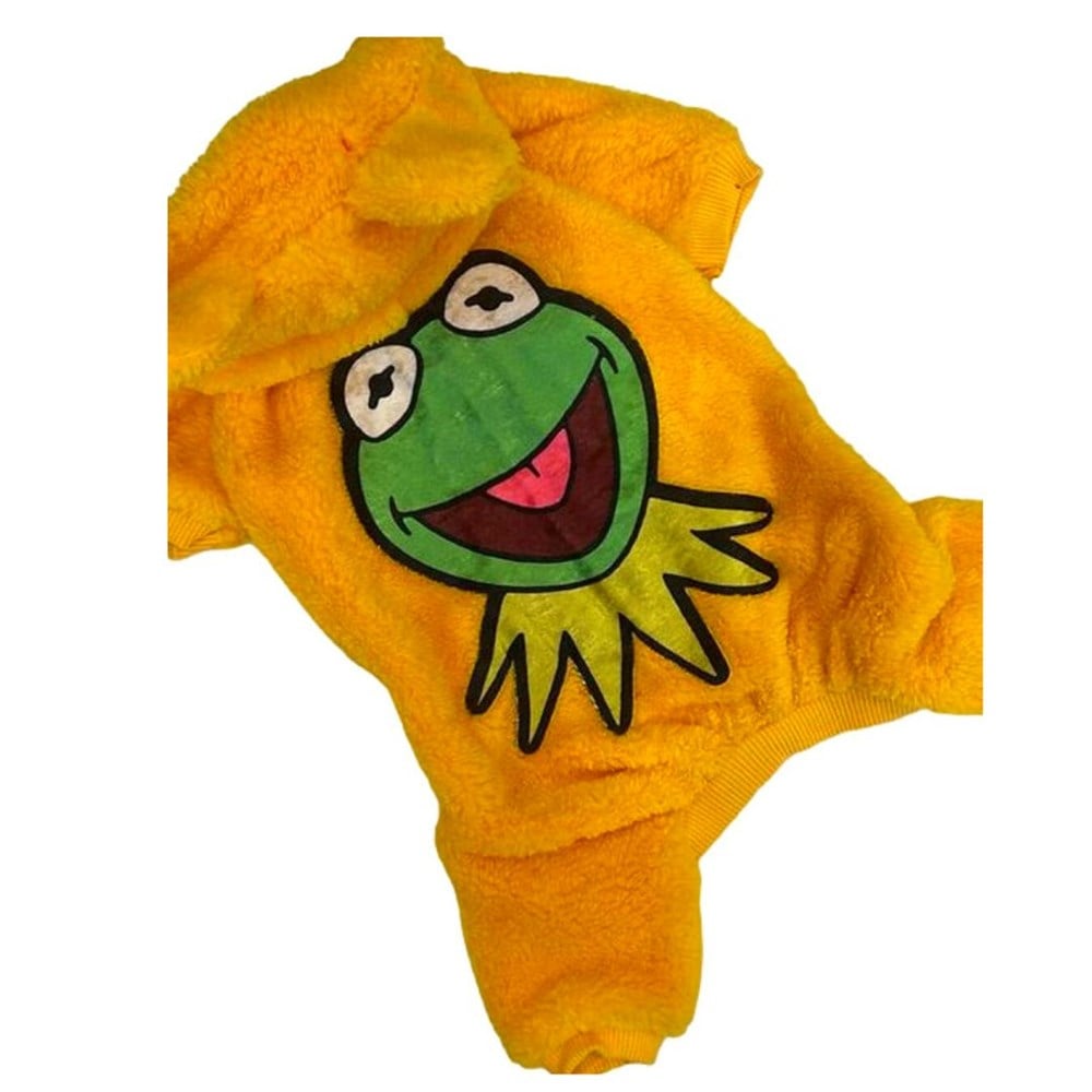 Miniş Kapüşonlu Sarı Peluş Küçük-Orta Irk Köpek Tulumu