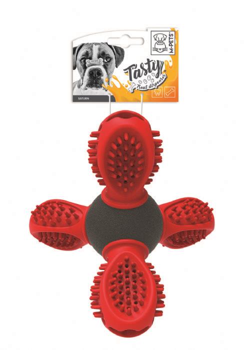 M-Pets Saturn Ödül Hazneli TPR Köpek Oyuncağı 14 cm Kırmızı