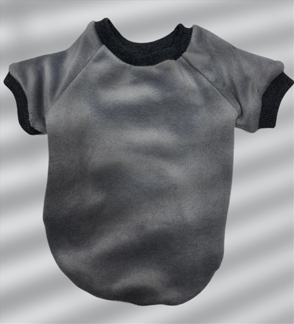 Gri Yumuşacık Düz Kadife Sweatshirt