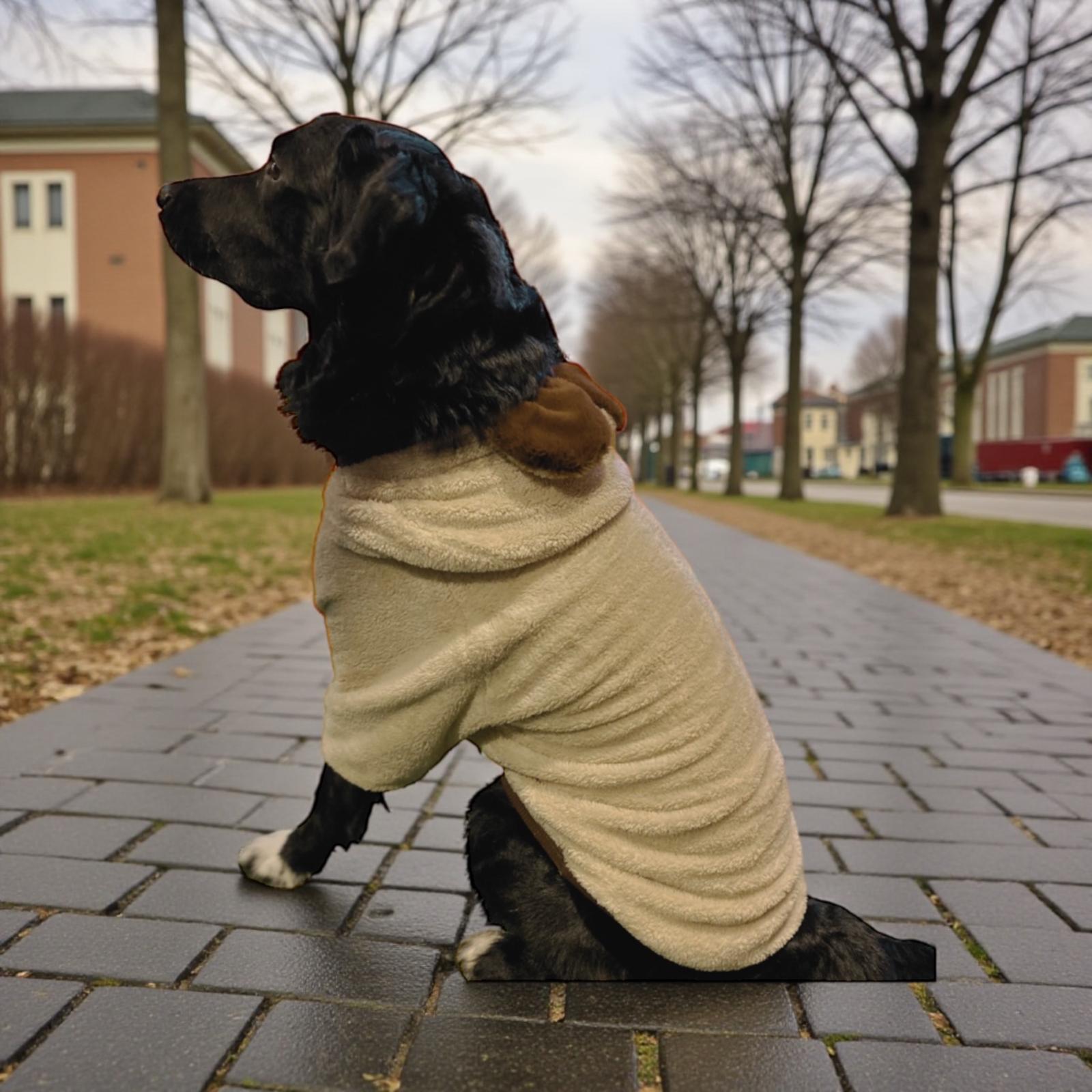 Gedyco Beige Premium Peluş Büyük Irk Köpek Sweatshirtü (21 kg-50 kg arası köpeklere uygundur)