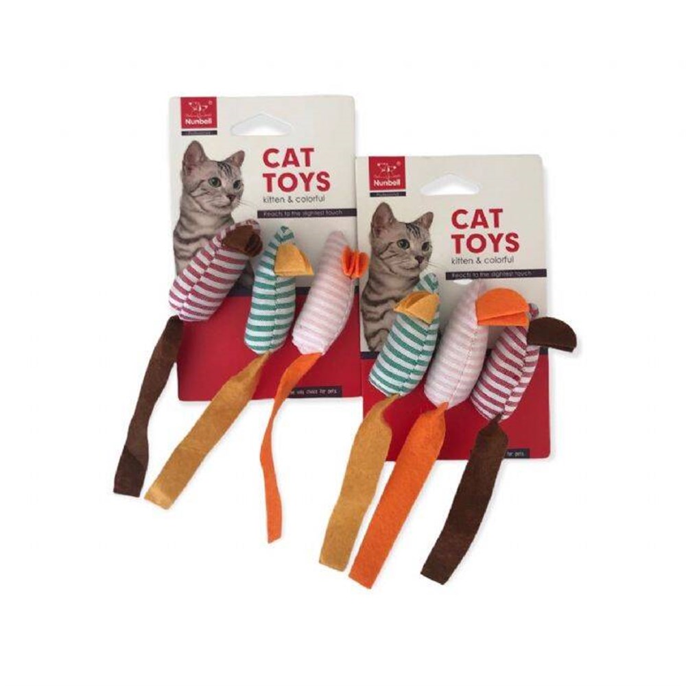 Nunbell 3lü Kumaş Fare Kedi Oyuncağı 15 cm