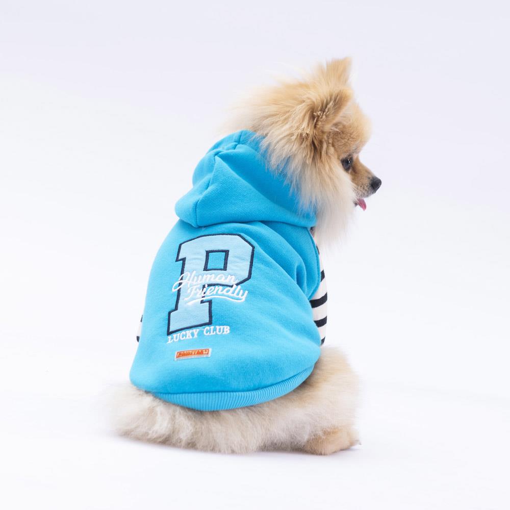 Pawstar Turkuaz Lucky Club Polarlı Küçük Irk Köpek Sweatshirtü