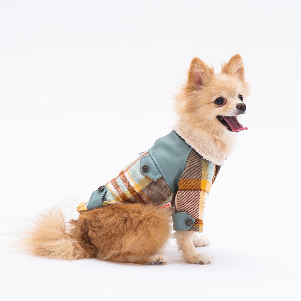 Pawstar Yeşil Plaid Küçük Irk Köpek Kabanı