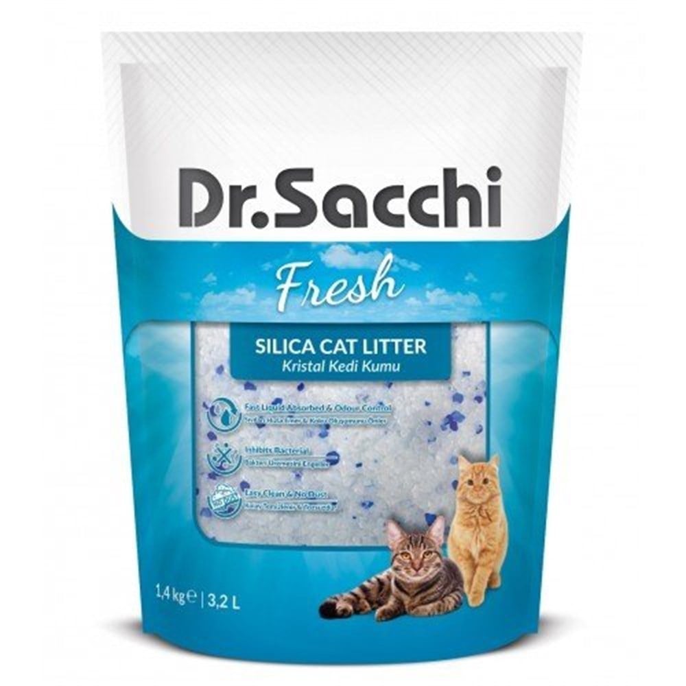 Dr.Sacchi Silica Kristal Kedi Kumu - 1,4 kg 3,2 lt