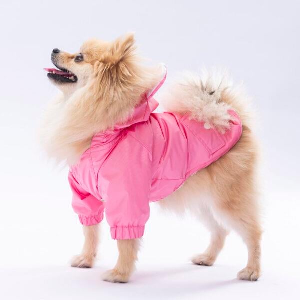 Pawstar Pembe Sydney Peluşlu Su Geçirmez Küçük Irk Köpek Yağmurluğu