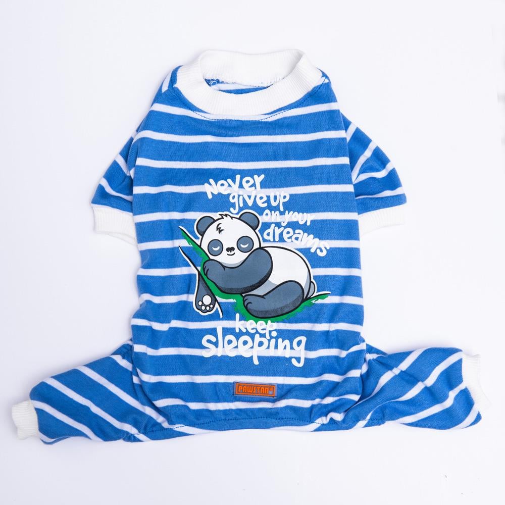 Pawstar Blue Striped Küçük Irk Köpek Penye Tulum Pijama(2,5 kg-11 kg arasına uygun)