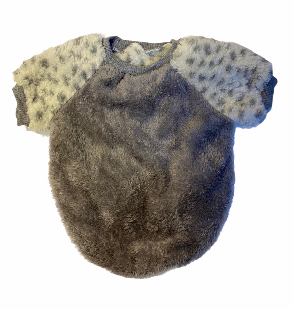 Gri-Beyaz Peluş Sweatshirt