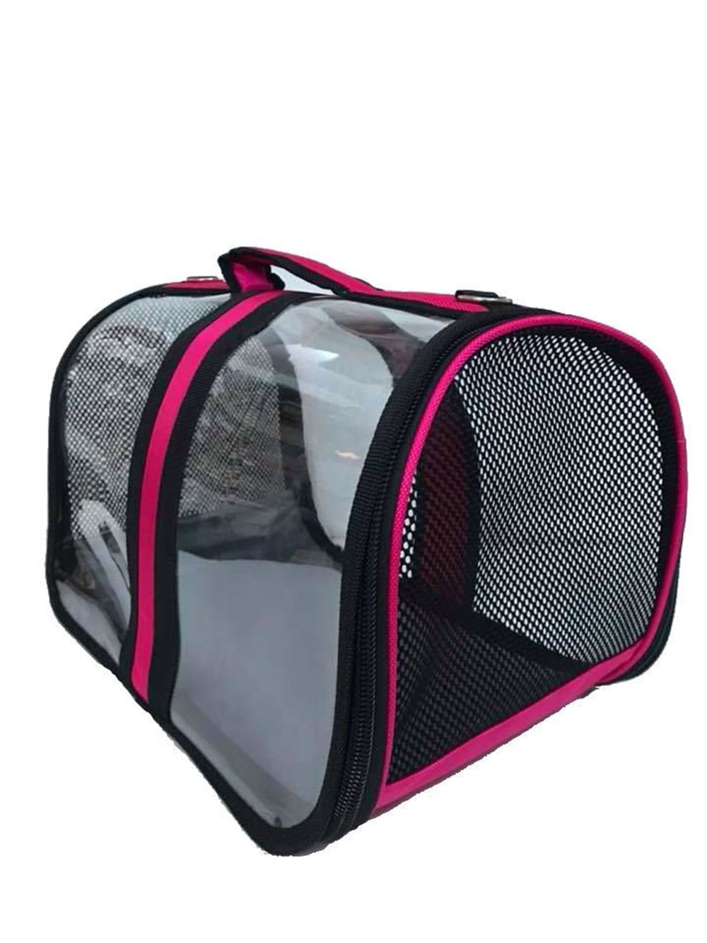 Bacco Milano Pembe Şeritli Şeffaf Taşıma Çantası 41 cm x 28 cm x 28 cm
