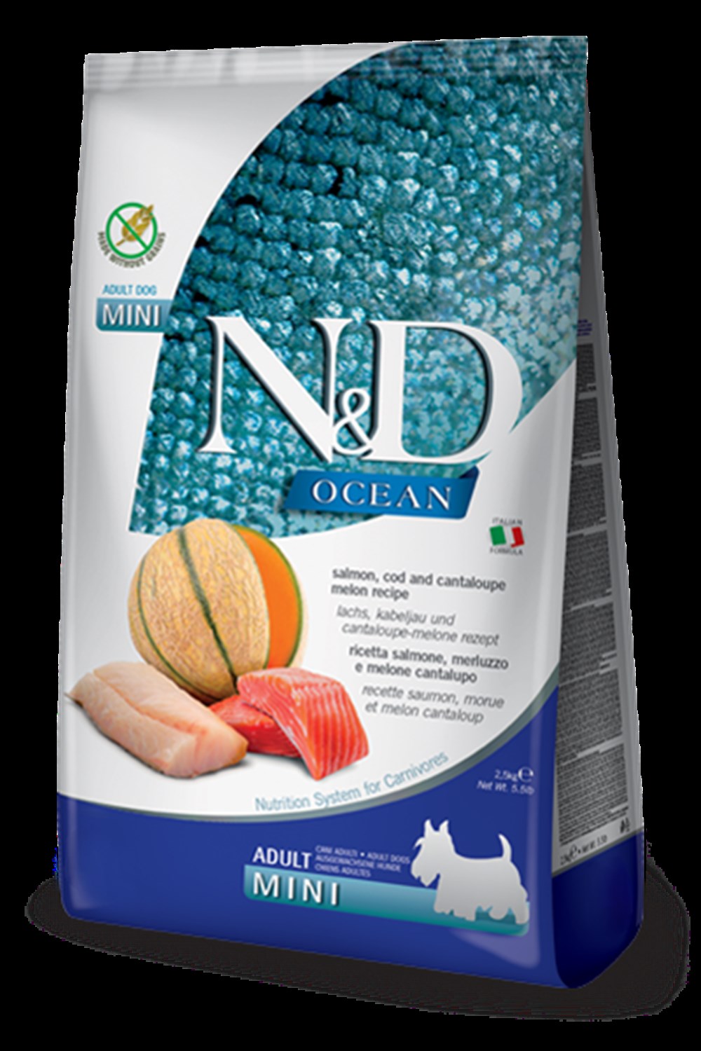 N&D Ocean 2,5 kg Tahılsız Somon, Morina Balığı ve Kavunlu Küçük Irk Yetişkin Köpek Maması