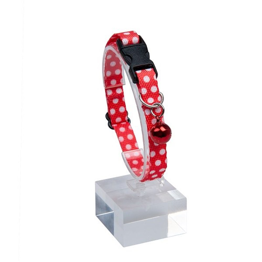 Puantiyeli Kırmızı Kedi Boyun Tasması 22-30 cm