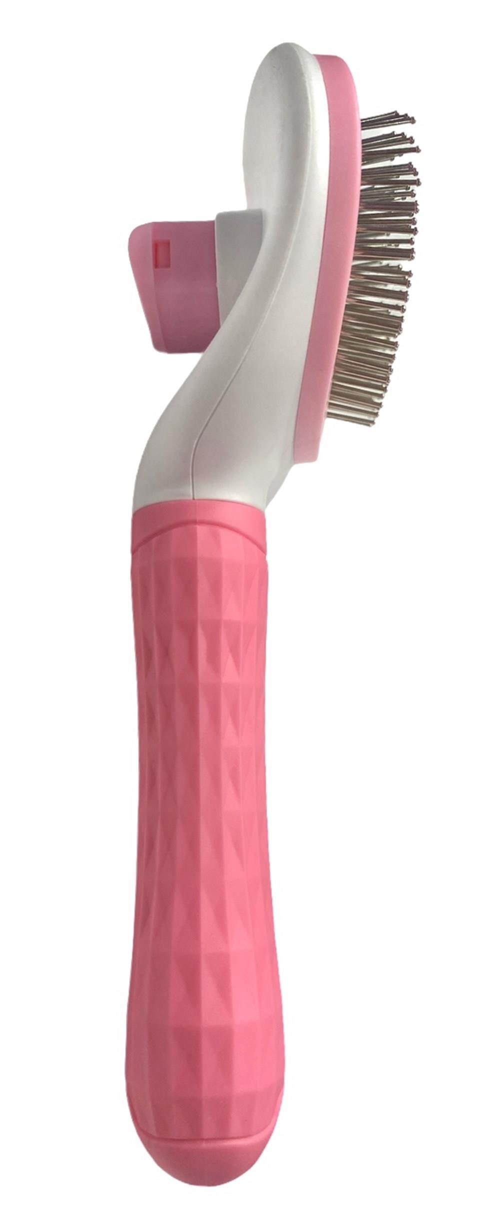 Otomatik Temizlenen Metal Dişli Kedi ve Köpek Fırçası Pembe