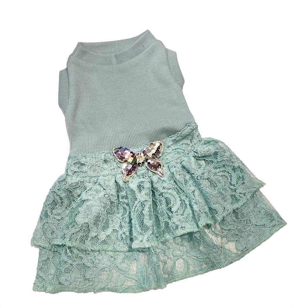 Mint Dantel Küçük Irk Köpek Elbisesi (1 kg-12 kg arası köpeklere uygun bedenlerde)