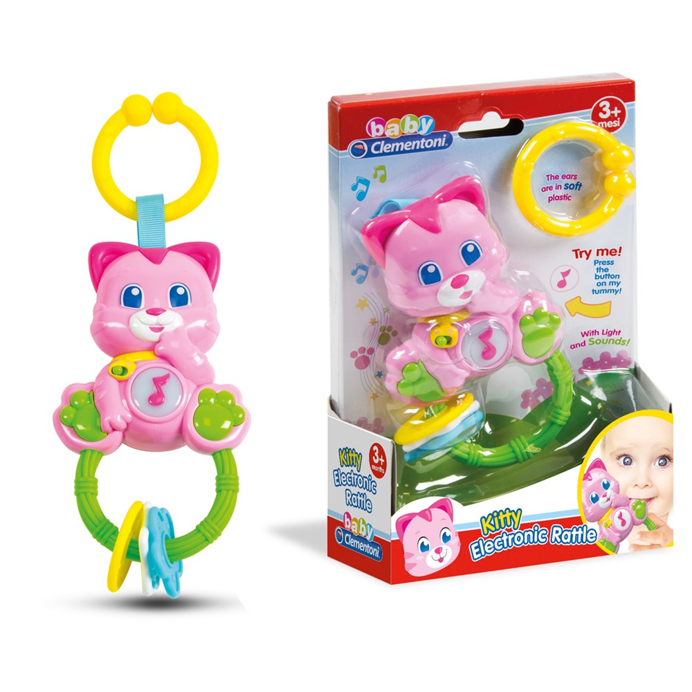 Baby Clementoni Sesli, Sevimli Kedi Şeklinde Bebek Çıngırağı
