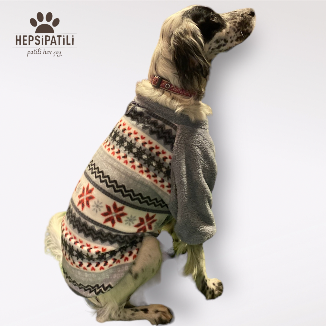 Gedyco Grey Snowflake Polar Büyük Irk Köpek Sweatshirtü (21 kg-50 kg arası köpeklere uygundur)
