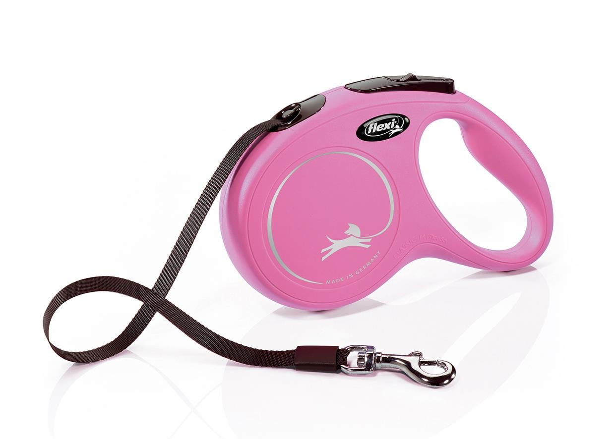 Flexi New Classic Pembe Otomatik Şerit Gezdirme Tasması M 5 m Max 25 kg