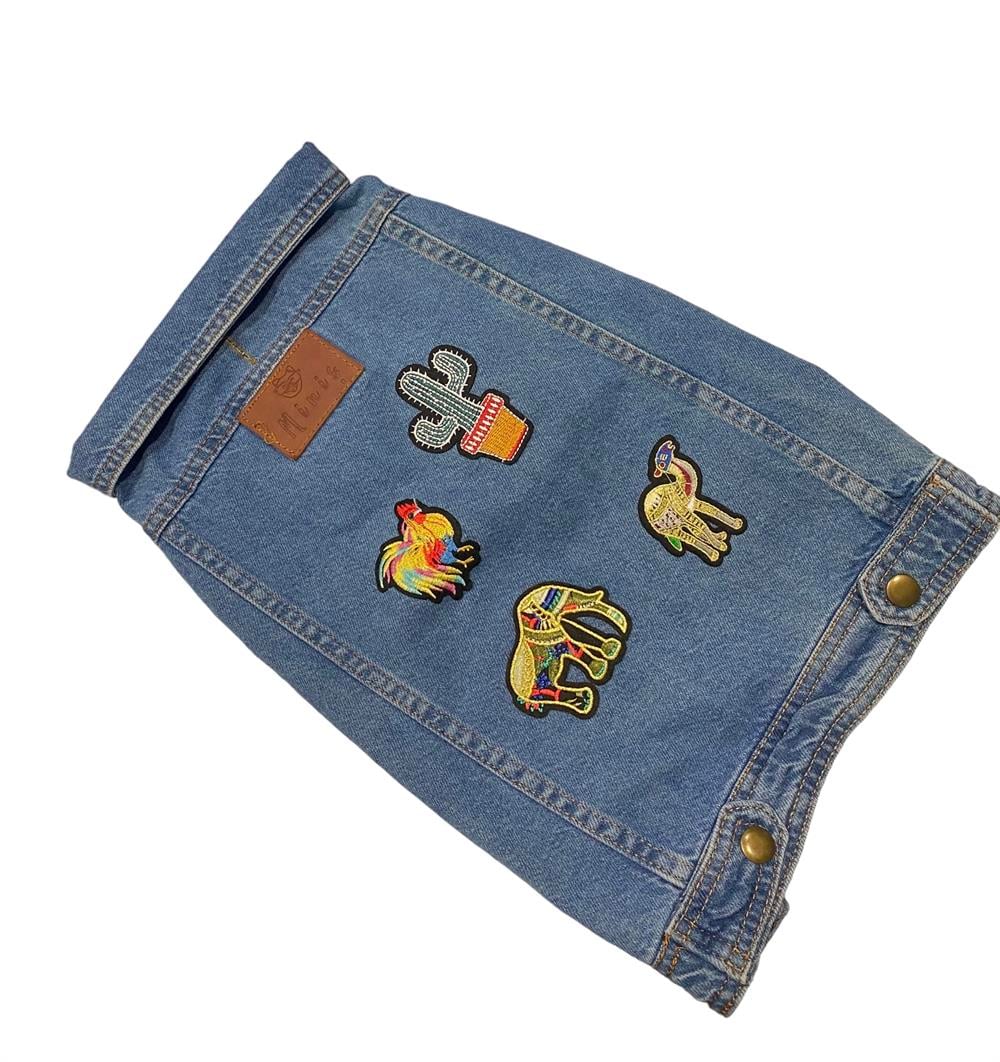 Küçük Irk Köpek için Nakışlı Light Jean Ceket