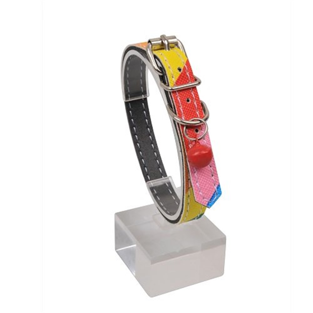 Desenli Deri Kedi ve Çok Küçük Irk Köpek Boyun Tasması 30 cm