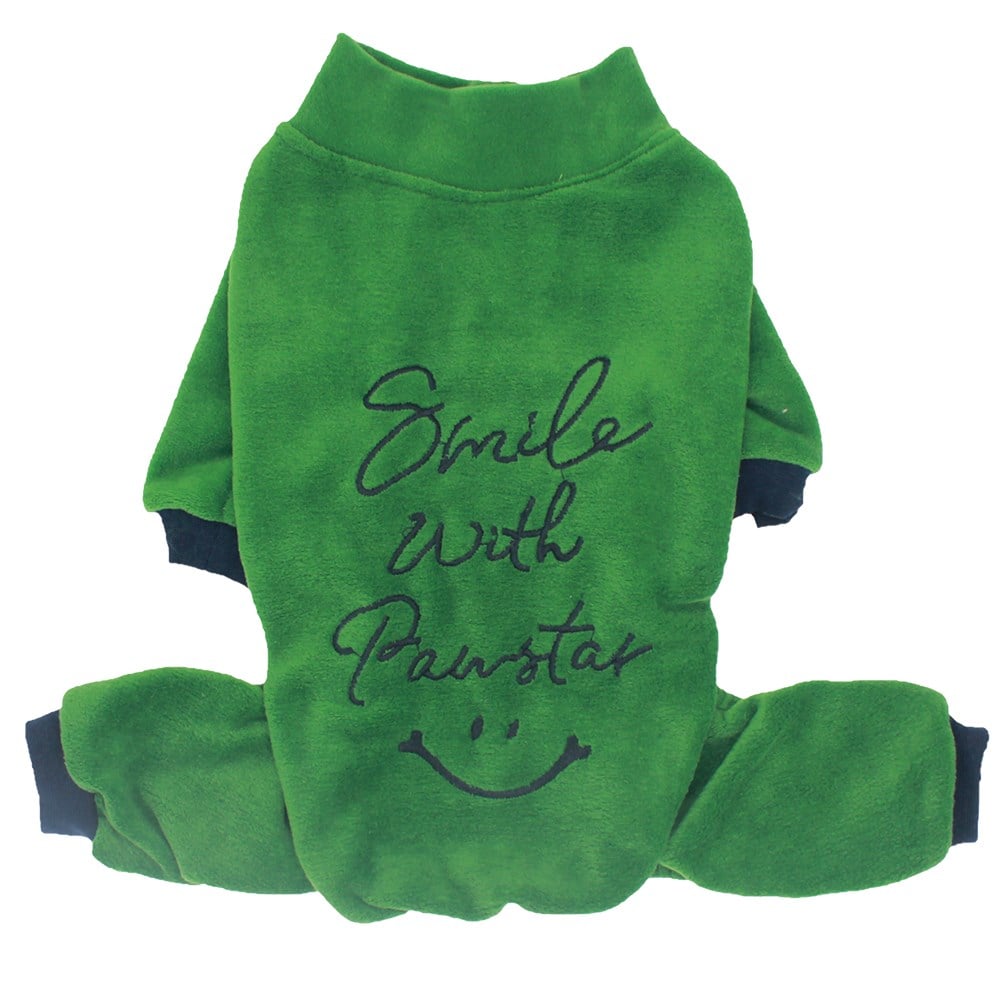 Pawstar Yeşil Smile Kadife Küçük Irk Köpek Tulumu