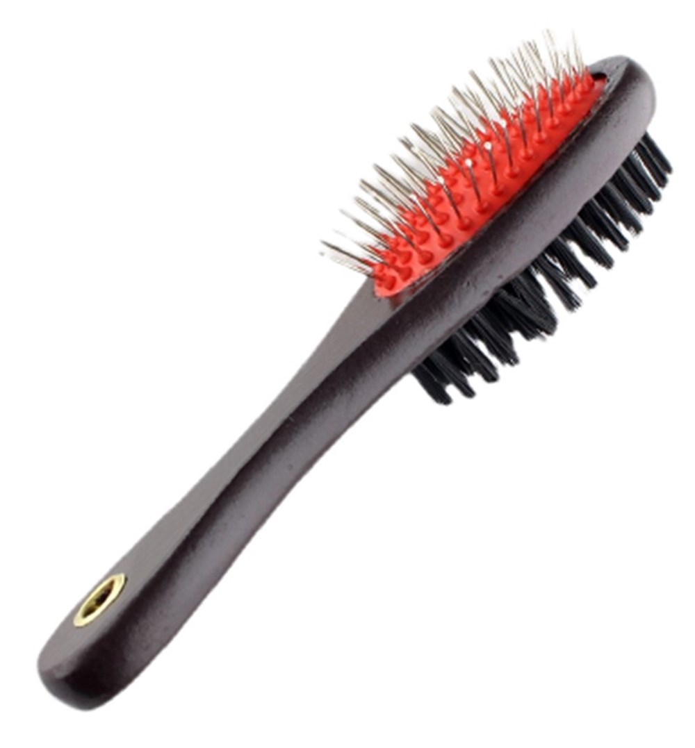 Zampa Çift Taraflı Koyu Ahşap Kedi ve Köpek Tüy Fırçası 21x6 cm