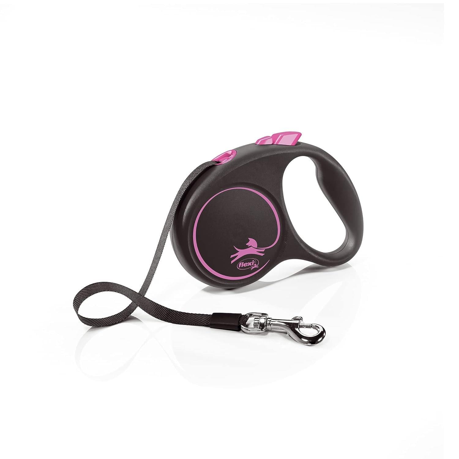 Flexi Black Design Pembe Otomatik Şerit Gezdirme Tasması S 5 m Max 15 kg