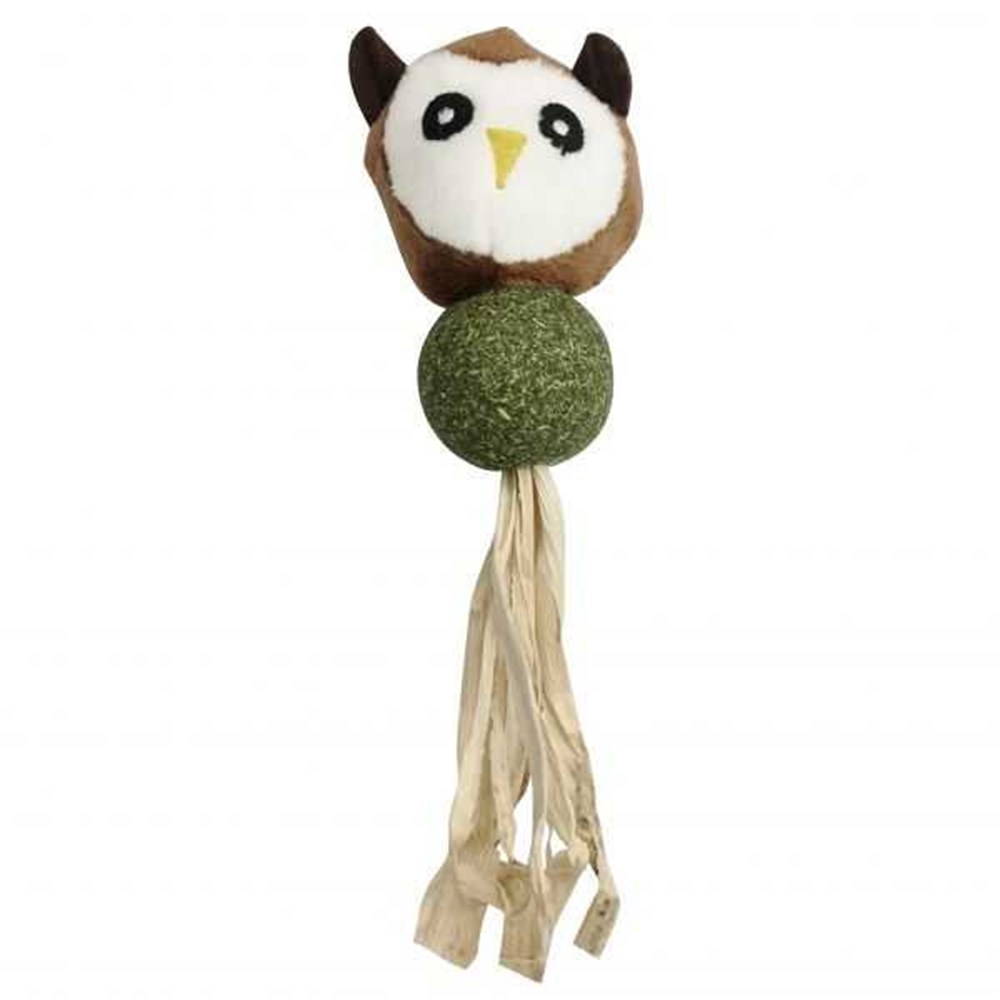Catnip Otlu ve Hasır Püsküllü Baykuş Kedi Oyuncağı 17 cm