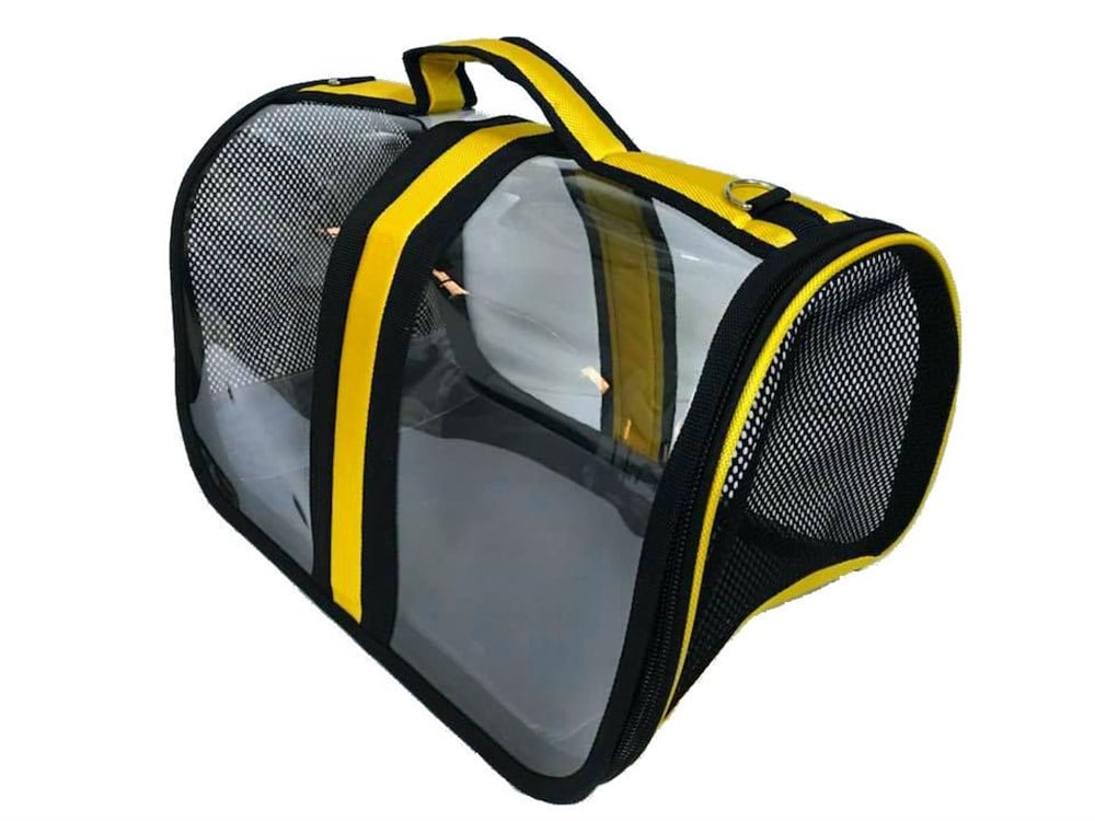 Bacco Milano Sarı Şeritli Şeffaf Taşıma Çantası 41 cm x 28 cm x 28 cm