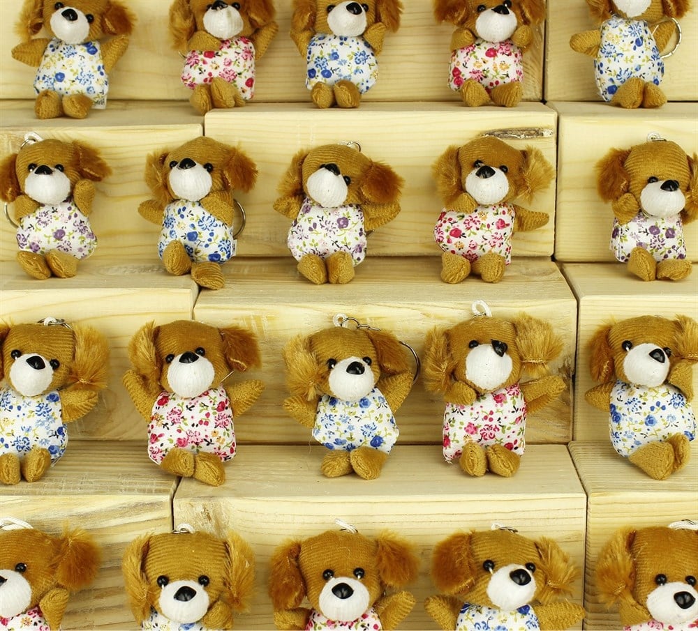 Elbiseli Şirin Köpekçik Peluş Anahtarlık 8 Cm (1 Adet)