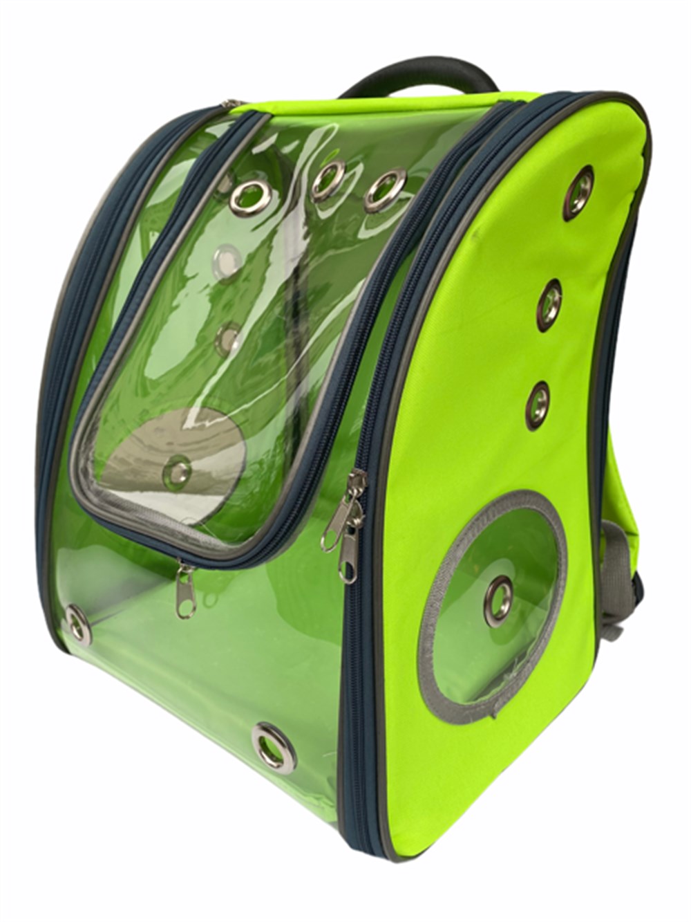 Şeffaf - Neon Yeşil Kedi ve Köpek Sırt Taşıma Çantası 30 x 25 x 40 cm