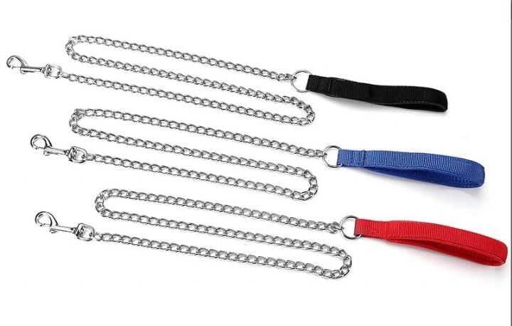 Siyah Tekstil Saplı Zincir Gezdirme Tasması 3 mm x 120 cm