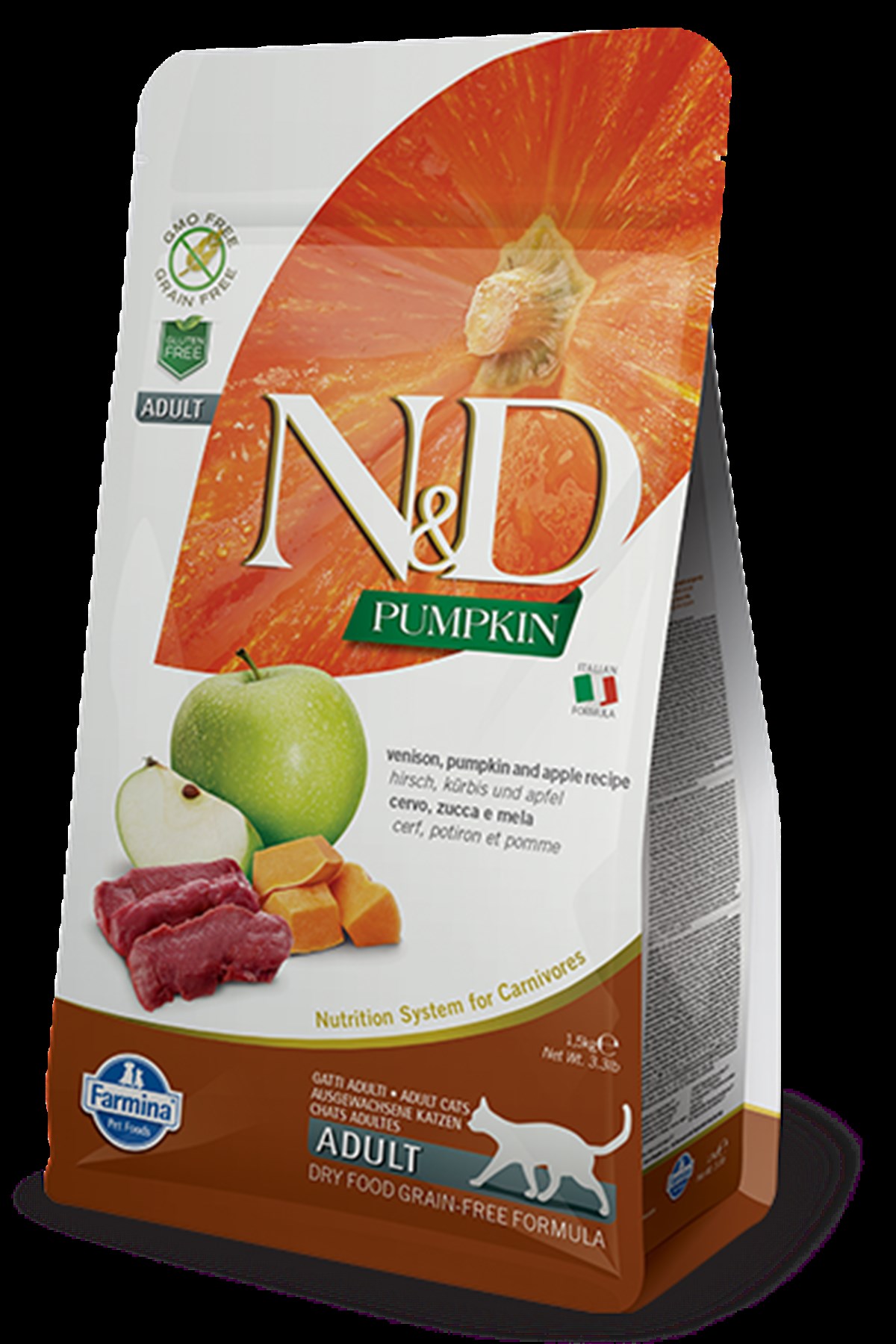 N&D Pumpkin 1,5 kg Tahılsız Geyik Etli Bal Kabaklı ve Elmalı Yetişkin Kedi Maması