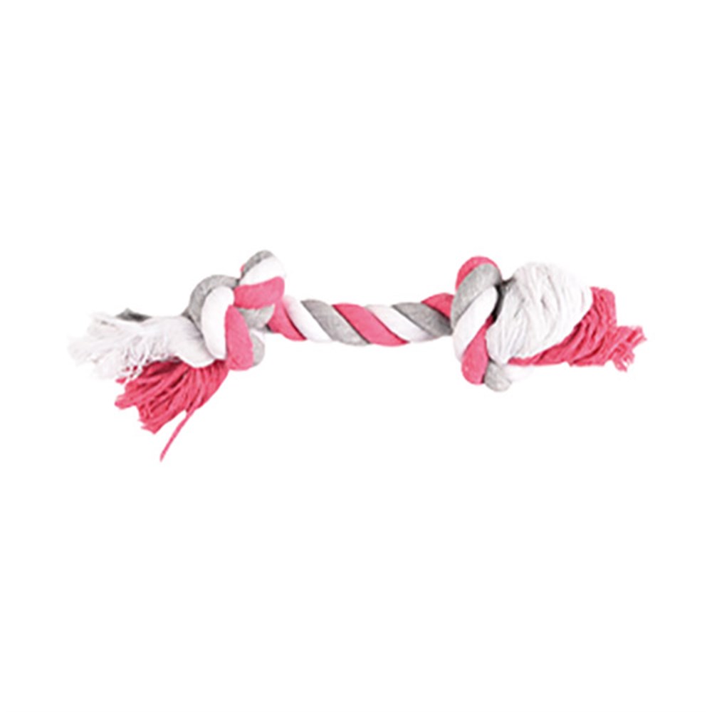 Flamingo 2 Düğümlü Pembe-Gri 22 cm Köpek Oyun ve Diş İpi